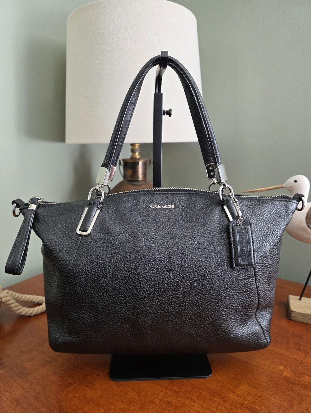 Coach 28095 Kelsey Satchel Black Pebbled Leather Shoulder Bag - Picture 2 of 16
